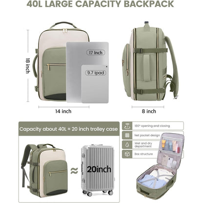 Travel Carry-On Luggage Set with 3 Organizer Pouches